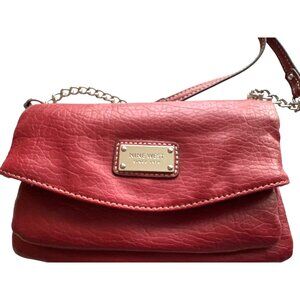 Nine West Red Crossbody Vintage 2 Way Wristlet Chain Strap Magnetic Snap Closure